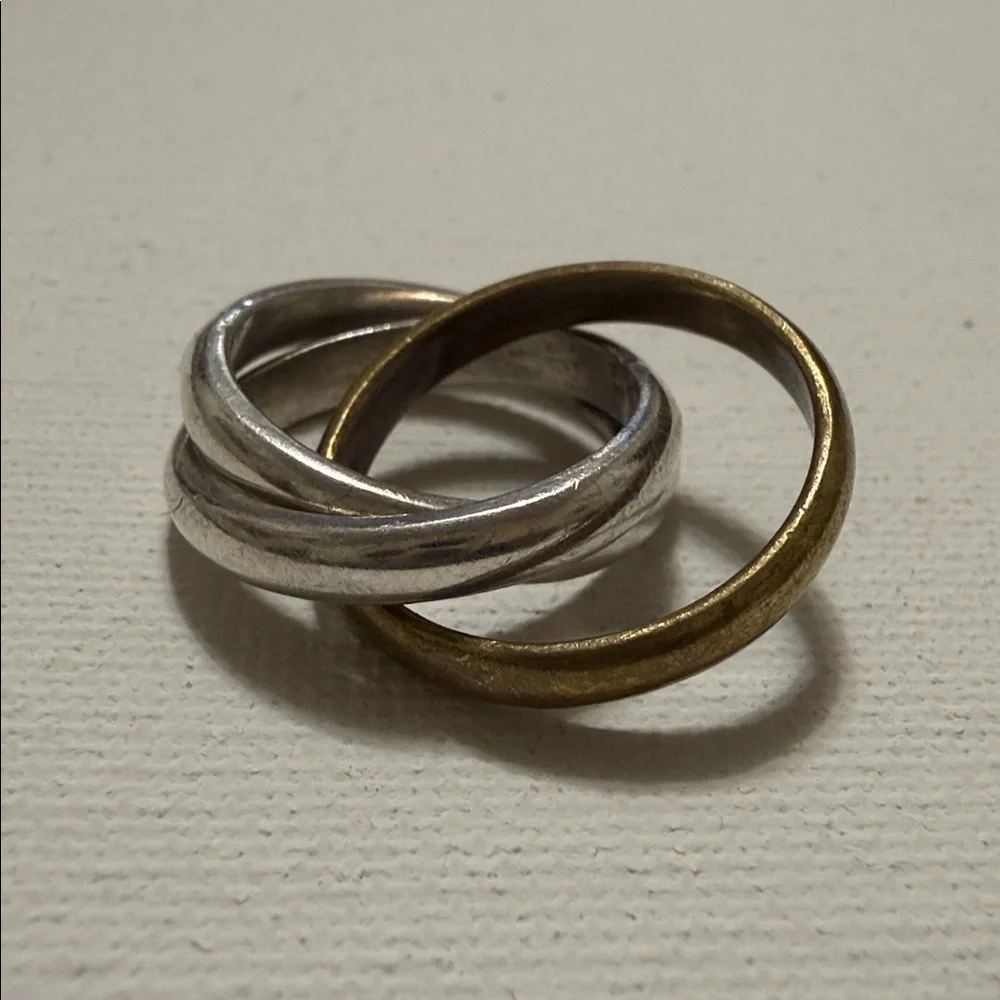 Sterling Silver 925 Gold Tone Interlocking Rings